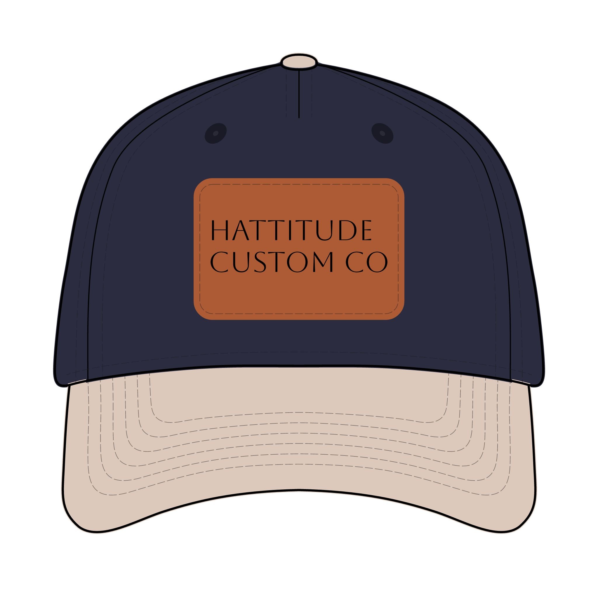 Leather Patch Baseball Cap | Rectangle Patch, Embossed Logo