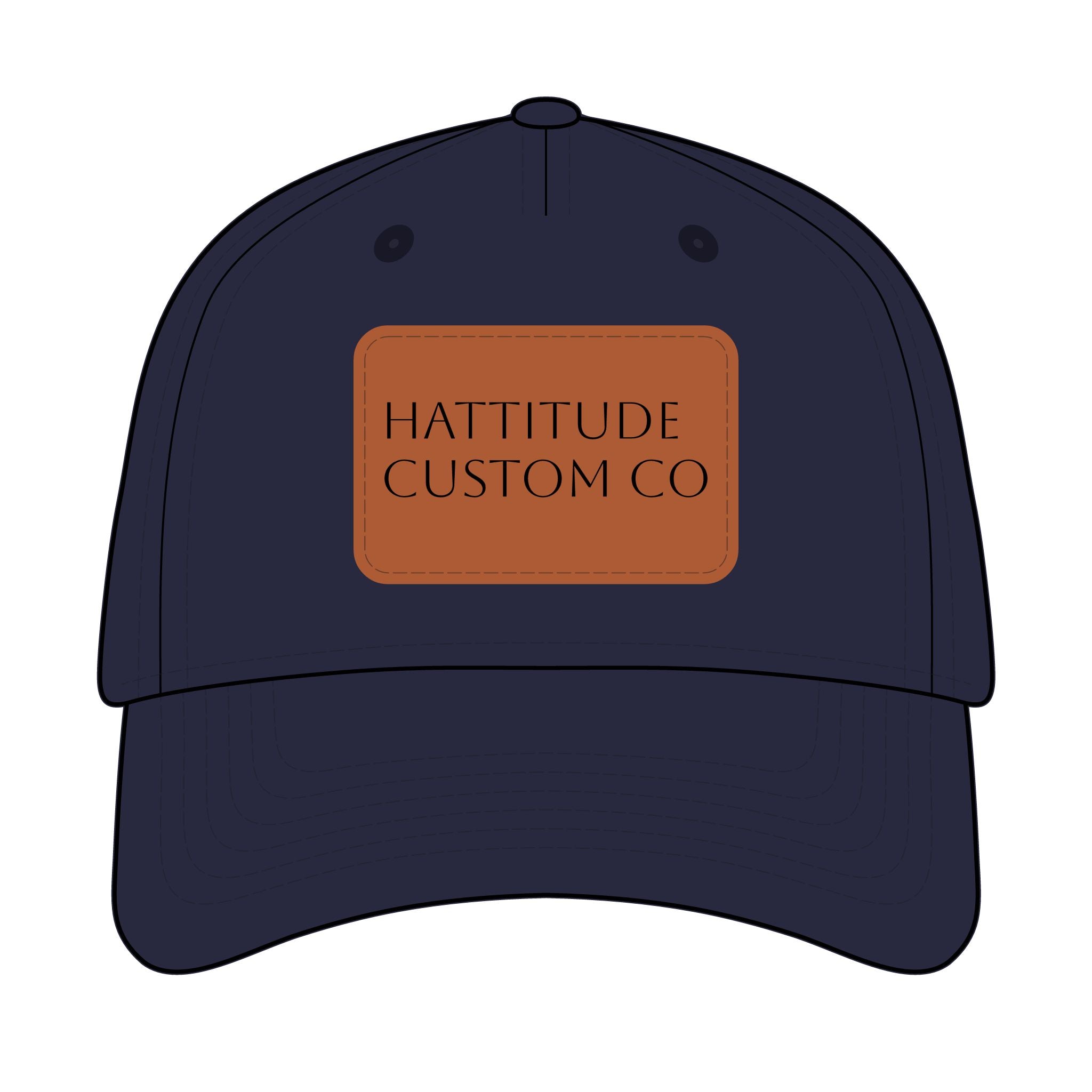 Leather Patch Baseball Cap | Rectangle Patch, Embossed Logo