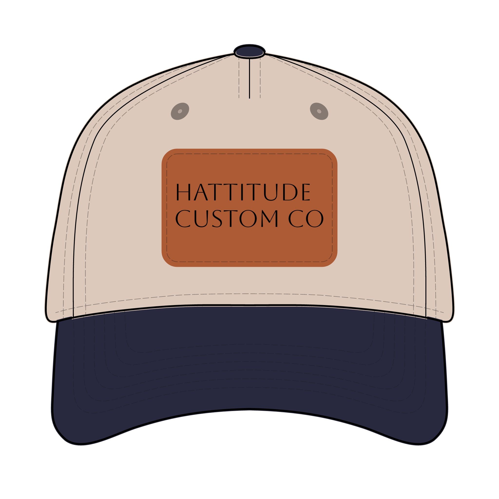 Leather Patch Baseball Cap | Rectangle Patch, Embossed Logo