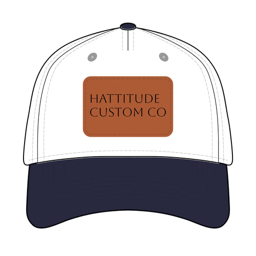 Leather Patch Baseball Cap | Rectangle Patch, Embossed Logo